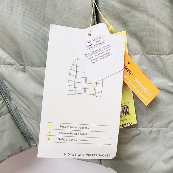 All In Motion Womens Quilted Puffer Jacket With Tags Size Medium Sage Green - Picture 9 of 10